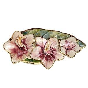 Vtg Blue Sky Clayworks Pink  Flower Pin Brocch